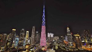 Burj Khalifa in USA colors