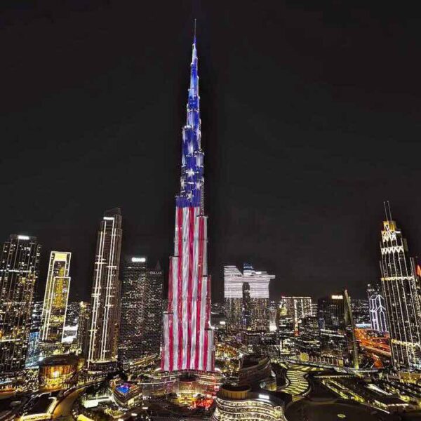 Burj Khalifa in USA colors