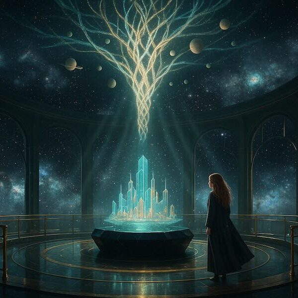 Hologram City With Tree