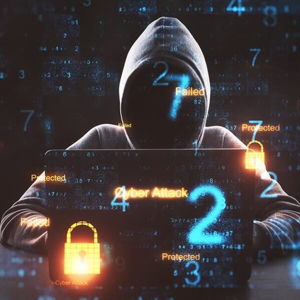 Cyber attack in process with hacker