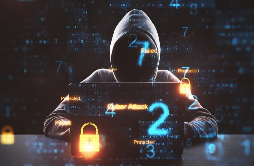 Cyber attack in process with hacker