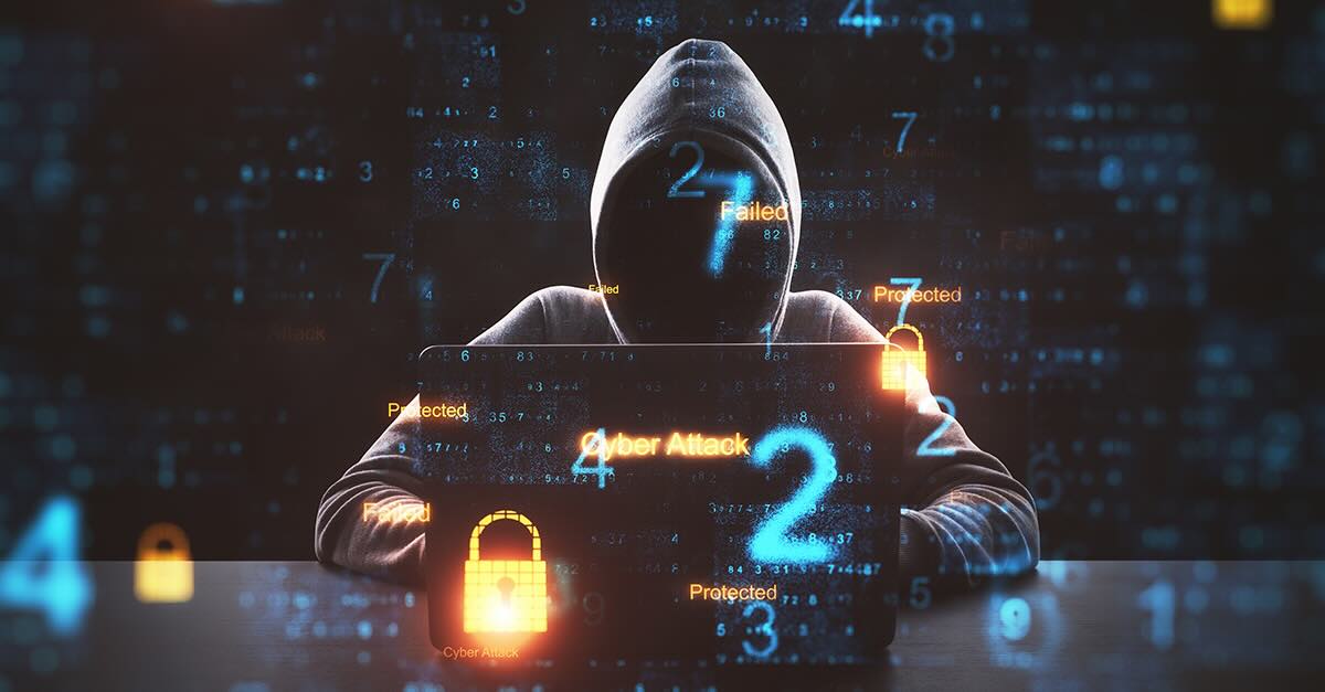 Cyber attack in process with hacker